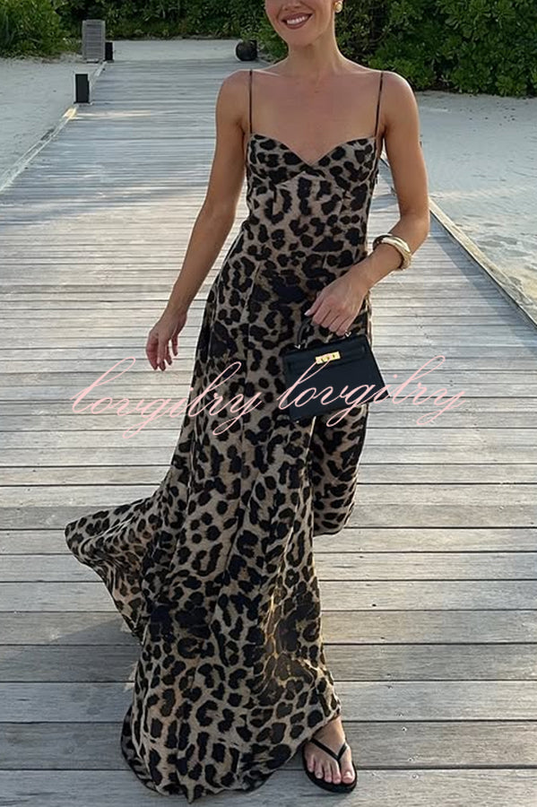 In The Maldives Leopard Waisted A-line Slip Maxi Dress