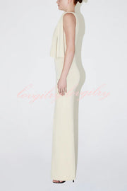 Buttery Soft Knot Boat Neck Stretch Maxi Dress