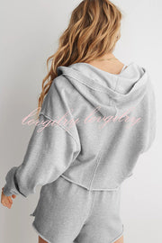 Solid Color Casual Long Sleeve Loose Hooded Sweatshirt