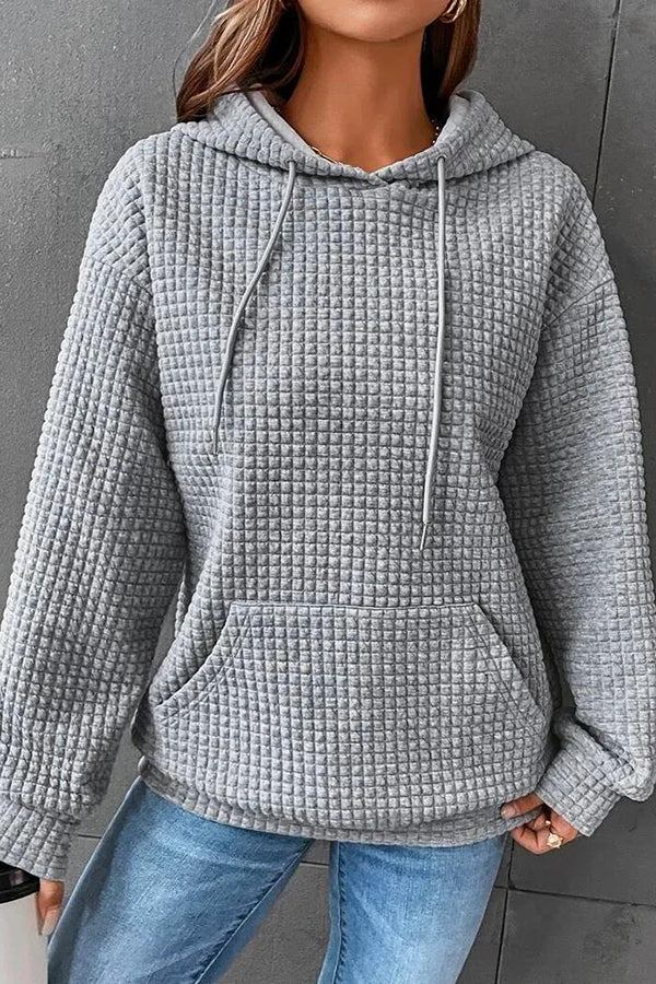 Antinson Loose Long Sleeve Drawstring Pullover Pocket Hoodie