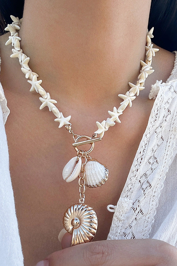 Bohemian Starfish Beaded Mermaid Shell Necklace