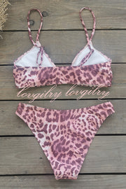 Leopard Print Sexy Stretch Two-piece Bikini Swimsuit