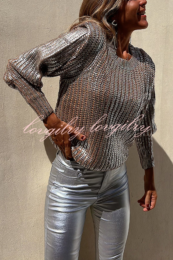 Sweet and Glitzy Metallic Color Pocket Faux Leather Stretch Pants