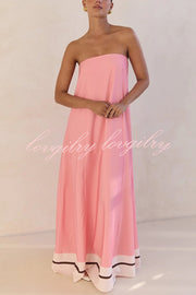 Unique Print Sexy Tube Top Back Zipper Loose Maxi Dress