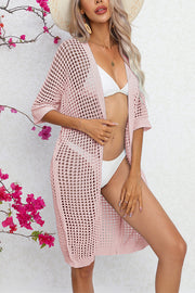 Surprising Half Sleeve Patchwork Cutout Beach Cover Up