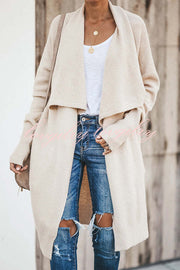 Fireside Pocketed Oversized Drape Neckline Knit Cardigan