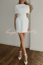 Solid Color Shawl and Square Neck Sleeveless Fitted Mini Dress Two-piece Set