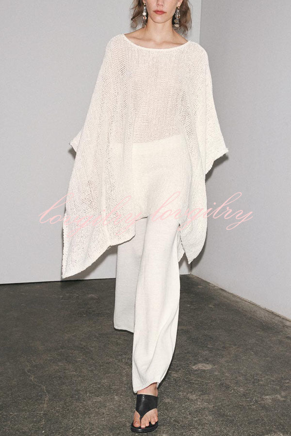 Sunny Somewhere Knit Batwing Sleeve Loose Cover-up Cape