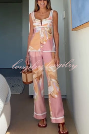 European Summer Linen Blend Ric Rac Trims High Rise Pocket Loose Pants