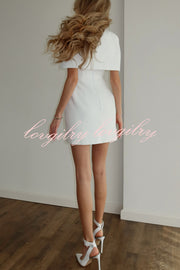 Solid Color Shawl and Square Neck Sleeveless Fitted Mini Dress Two-piece Set