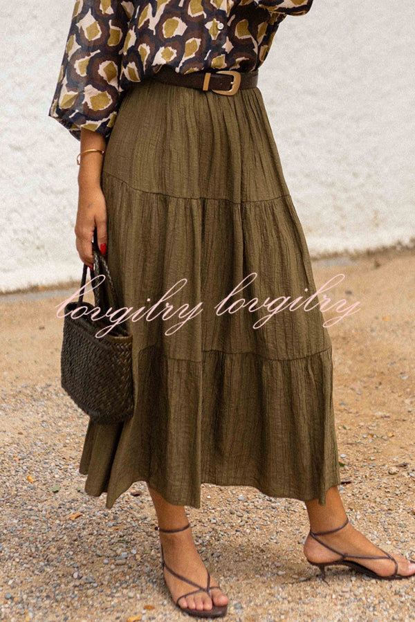 Solid Color Splicing Casual Vacation Maxi Skirt