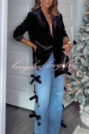 Runway Muse Denim High Rise Bow Trim Pocketed Wide Leg Jeans