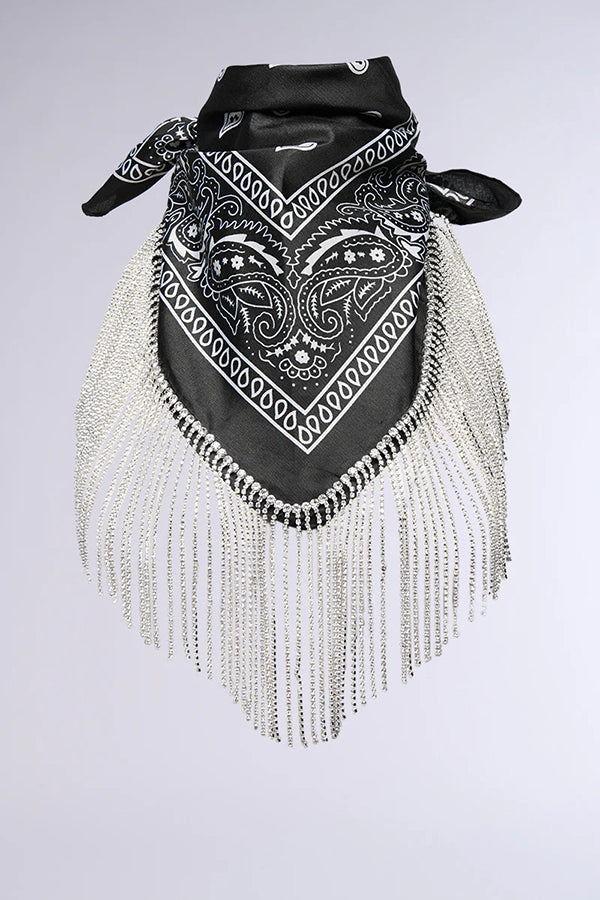 British Retro Diamond Tassel Square Scarf