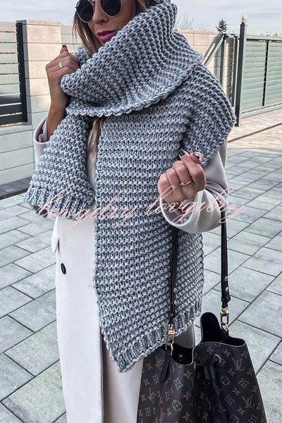 Winter handmade thick wool knitted scarf