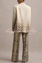 Hurley Ombre Snake Print Elastic Waist Pocketed Wide Leg Pants