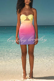 Gradient Sequin Sexy Off-the-shoulder Hollow Slim Mini Dress