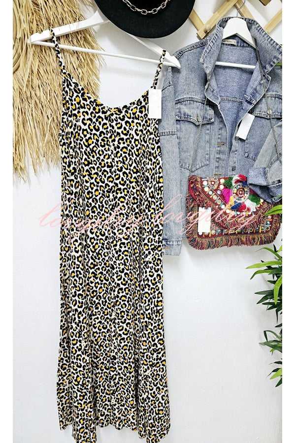 Vacay State of Mind Leopard Print A-line Slip Maxi Dress