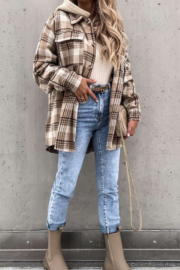 Street Style Chic Plaid Hooded Coat