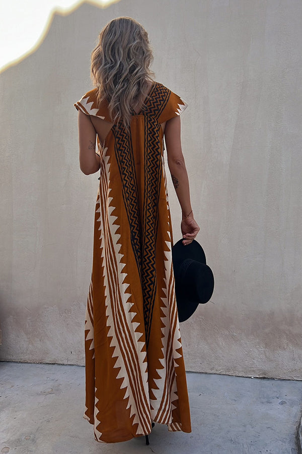 Beach Dates Ethnic Print A-line Maxi Dress