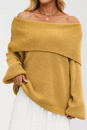 Solid Color Loose Off-shoulder Long-sleeved Casual Knit Sweater
