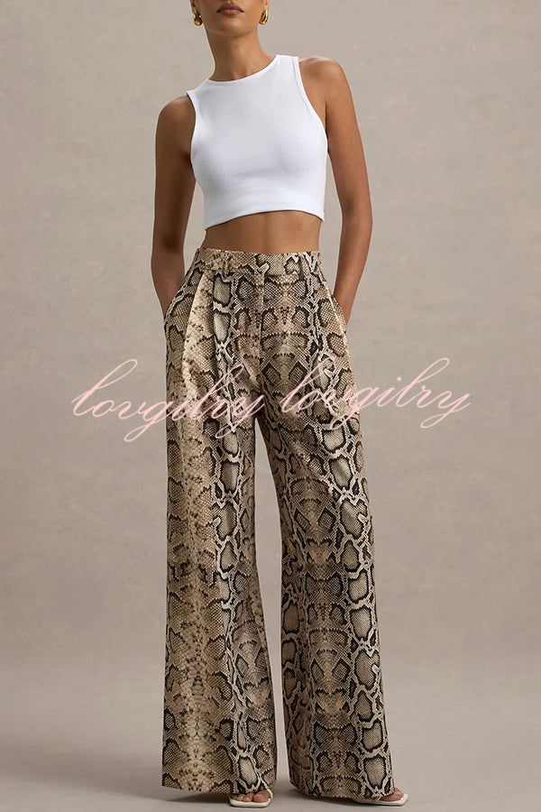 Hurley Ombre Snake Print Elastic Waist Pocketed Wide Leg Pants