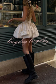 Fashionable Temperament Halter Backless Slim Mini Puffy Dress