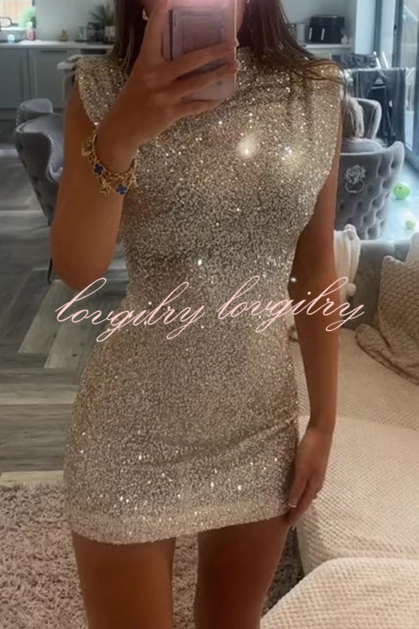 Adorable Sexy Vibes Sequin Wide Sleeve Mini Dress