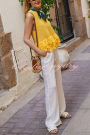 Solid Color Round Neck Sleeveless Hollow Tassel Loose Vest