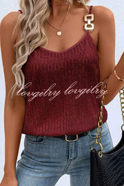 Dreamy and Dazzling Solid Sequin Buckle Cami Top