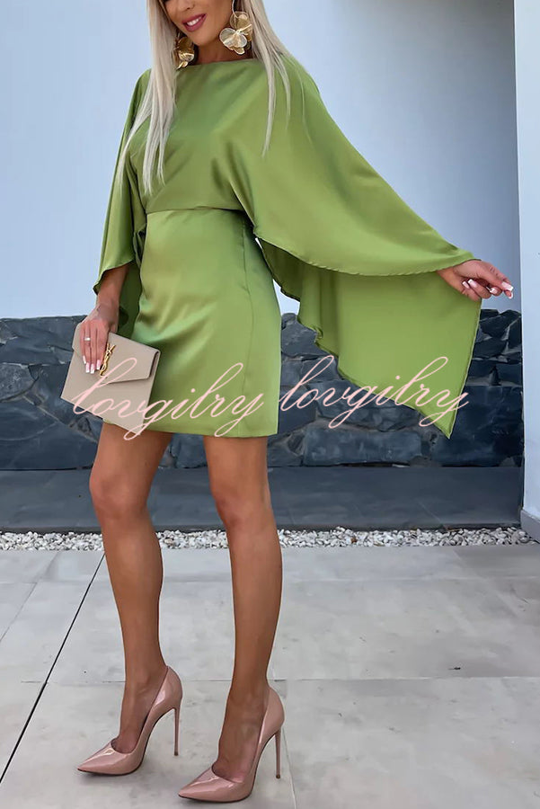 Beautiful Wings Satin Butterfly Sleeve Mini Dress