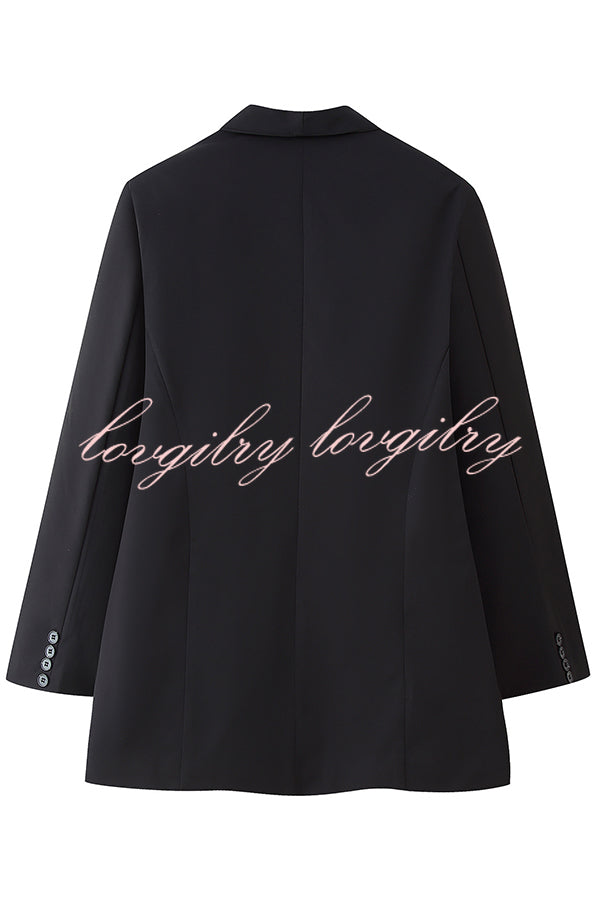 Solid Color Lapel Long Sleeve Casual Pocket Long Blazer