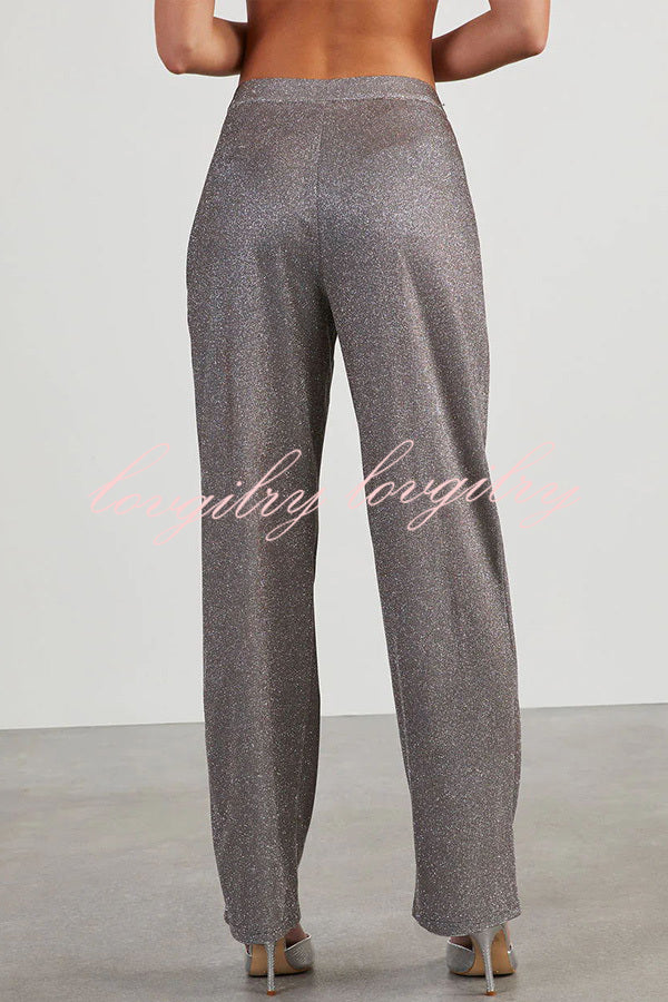 Jordyn Metallic Hidden Zip Button Pocket Pants