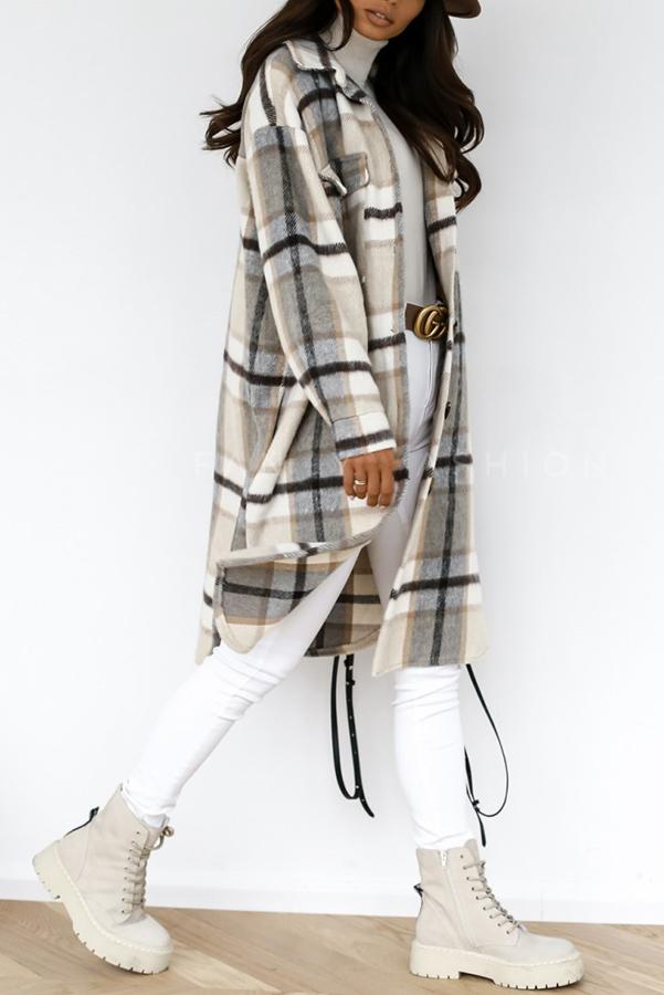 Hours of Joy Plaid Woolen Coat