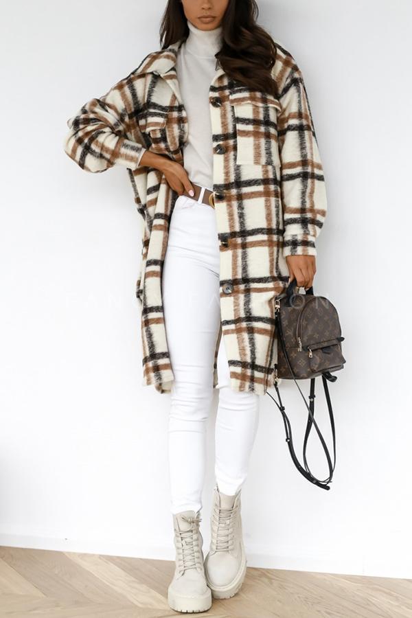 Hours of Joy Plaid Woolen Coat