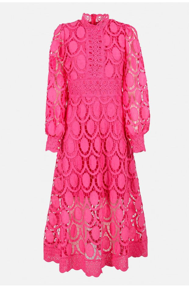 Romantic, Sensual and Elegant Crochet Lace Lantern Sleeve Party Midi Dress