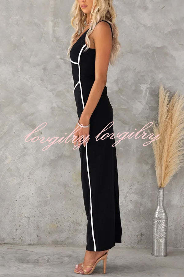 In The Heads Turn Line Trim Bodycon Stretch Maxi Dress