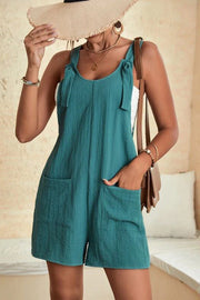 Sun Drenched Linen Blend Pocketed Romper