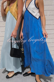 Perfect for Summer Weddings Satin Contrast Colour Relaxed Maxi Dress