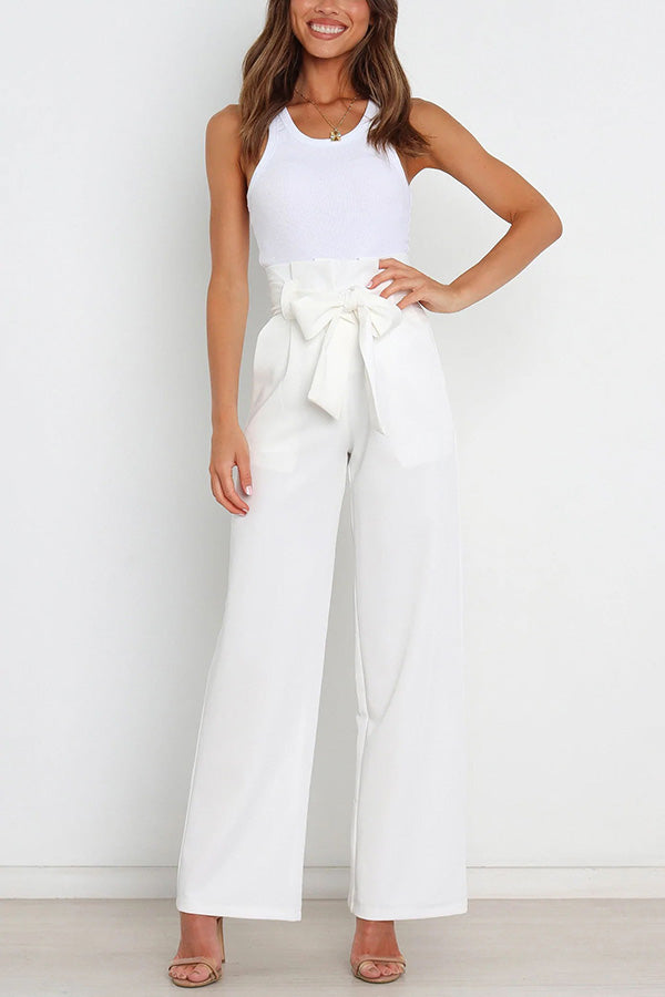 In Vogue Belted Pocketed Wide Leg Pants