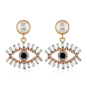 Devil's Eye Pearl Alloy Earrings