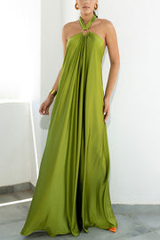 Classy and Fabulous Satin Halter Backless Maxi Dress