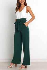 In Vogue Belted Pocketed Wide Leg Pants