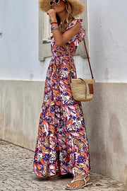 Pursue Your Passion Floral Ruffle Sleeve Maxi Dress