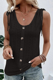 All about Spring Button Up Hollow Out Tank Top