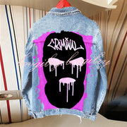 Halloween Print Long Sleeve Denim Jacket