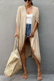 Summertime In Venice Solid Color Kimono Beach Cover-up