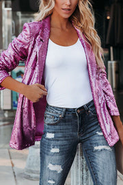 Long Sleeve Sequined Lapel Blazer