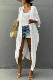 Summertime In Venice Solid Color Kimono Beach Cover-up