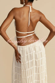 Passion and Romance Pleated Back Elastic Straps Adjustable Halter Tank