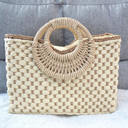 Vintage Square Handwoven Beach Straw Bag